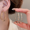 Smooth Metal Geometric Round Hoop Earrings Minimalist Fashion Jewelry For Women view 2