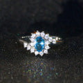 Silver-Tone Oval Crystal Halo Ring In Nine Vivid Colors view 3