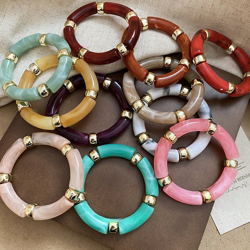 Iridescent Acrylic Geometric Round Bangle, Minimalist European Style Fashion Wrist Jewelry