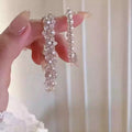 Elegant Faux Pearl Zircon Rose Braided Flower Bangle, Court Style Geometric Round Bracelet view 4