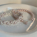 Elegant Faux Pearl Zircon Rose Braided Flower Bangle, Court Style Geometric Round Bracelet view 3