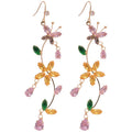 Sparkling Zircon Butterfly Flower Tassel Copper Drop Earrings For Sweet Fresh Elegant Style view 5