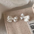 Alloy Rhinestone Bow Stud Earrings Light Luxury Sweet Minimalist Fashion Ear Jewelry view 2