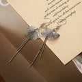 Elegant French Rhinestone Ginkgo Leaf Tassel Drop Earrings For Women Silver Alloy Long Dangle Earrings view 4
