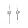 Elegant French Rhinestone Ginkgo Leaf Tassel Drop Earrings For Women Silver Alloy Long Dangle Earrings view 5