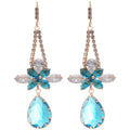 Light Luxury Copper Zircon Flower Teardrop Drop Earrings, Vintage Ear Hook Jewelry view 5