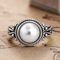 White Copper Dream Ring For Women With Baroque Pearl, Elegant Vintage Delicate Finger Jewelry view 2