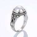 White Copper Dream Ring For Women With Baroque Pearl, Elegant Vintage Delicate Finger Jewelry view 5