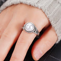White Copper Dream Ring For Women With Baroque Pearl, Elegant Vintage Delicate Finger Jewelry view 3