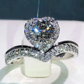 Crown Heart Ring For Women, V Shaped Princess Style Heart Finger Ring Fashion Jewelry view 1
