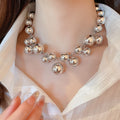 Irregular Geometric Round Tassel Pendant Necklace, Metallic Casual Clavicle Choker view 4