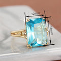Square Blue Glass Crystal Ring For Women, Geometric Big Stone Romantic Chic Fashion Jewelry view 4