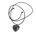 Light Luxury Wax Cord Necklace With Carved Zinc Alloy Heart Pendant And Round Accent For Women view 5