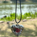 Light Luxury Wax Cord Necklace With Carved Zinc Alloy Heart Pendant And Round Accent For Women view 4