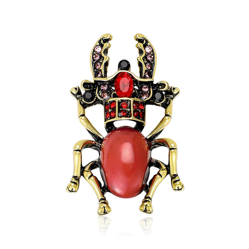 Alloy Enamel Rhinestone Beetle Brooch Pin For Women Clothing