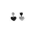 Asymmetric Wrinkled Heart Drop Earrings With Silver Needle Black Enamel Alloy Pendant Elegant Earrings view 5