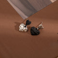 Asymmetric Wrinkled Heart Drop Earrings With Silver Needle Black Enamel Alloy Pendant Elegant Earrings view 3