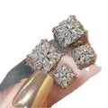Light Luxury Copper Square Zircon Two Way Stud Earrings With Silver Posts view 5