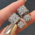 Light Luxury Copper Square Zircon Two Way Stud Earrings With Silver Posts view 2