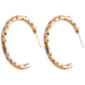Light Luxury Copper C-Shaped Rhinestone Hoop Earrings For Women With Silver Pins view 5