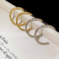 Light Luxury Copper C-Shaped Rhinestone Hoop Earrings For Women With Silver Pins view 3