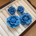 Fabric Flower Drop Earrings With Silver Needle, Sweet European Style Floral Pendant Earrings view 4
