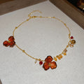 Acrylic Chiffon Flower Crystal Pendant Sweater Necklace Vacation Style Vintage Collarbone Chain view 4