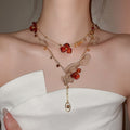Acrylic Chiffon Flower Crystal Pendant Sweater Necklace Vacation Style Vintage Collarbone Chain view 1