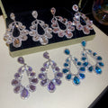 Light Luxury Alloy Rhinestone Hollow Teardrop Drop Earrings For Elegant Women Jewelry view 1