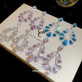 Light Luxury Alloy Rhinestone Hollow Teardrop Drop Earrings For Elegant Women Jewelry view 3