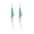 Silver Needle Zircon Square Crystal Chain Tassel Drop Earrings For Women Light Luxury Style view 5