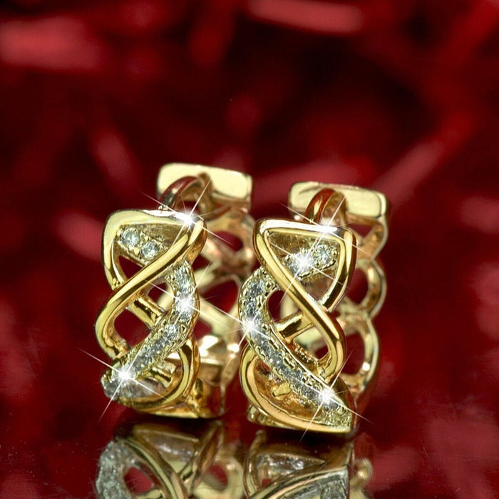Ethnic Middle Eastern French Style Hollow Line Earrings For Women With Micro Paved Zircon
