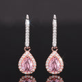 European American Designer Drop Earrings For Women Two Tone Pink Waterdrop Zircon Jewelry view 5