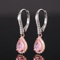 European American Designer Drop Earrings For Women Two Tone Pink Waterdrop Zircon Jewelry view 2