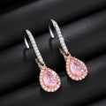 European American Designer Drop Earrings For Women Two Tone Pink Waterdrop Zircon Jewelry view 3