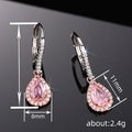 European American Designer Drop Earrings For Women Two Tone Pink Waterdrop Zircon Jewelry view 4