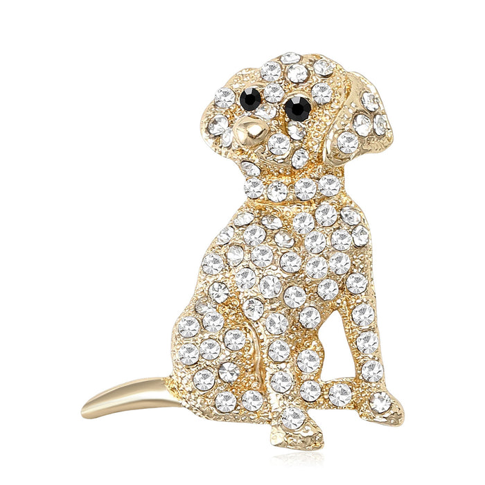 Alloy Rhinestone Dog Brooch Pin Cute Coat Decoration For Men Women