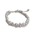 Court Style Faux Pearl Zircon Rose Beaded Flower Choker Necklace for Women view 5