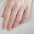 Square Solitaire Leaf Accent Ring In Gold And Silver Tones view 4