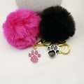 Metal Paw Print Pom Pom Keychain Bag Charm Gift view 3