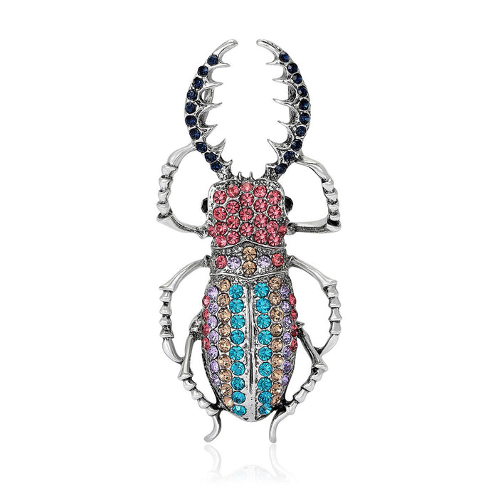Alloy Enamel Rhinestone Beetle Brooch Pin For Creative Apparel