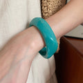 Vintage Ethnic Handmade Woven Rattan Acrylic Round Bangle For Women view 4