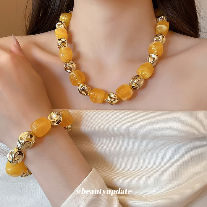 European American Irregular Acrylic Beaded Geometric Bangle For Women Fashion Minimalist Jewelry