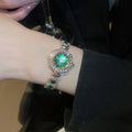 Rhinestone Round Watch Charm Pull Bangle Vintage Palace Style Alloy Luxury Bracelet for Women view 4