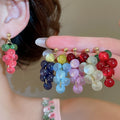 Forest Style Resin Grape Tassel Drop Earrings With Silver Needle Fruit Pendant Design view 2