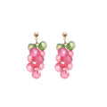 Forest Style Resin Grape Tassel Drop Earrings With Silver Needle Fruit Pendant Design view 5