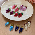 Forest Style Resin Grape Tassel Drop Earrings With Silver Needle Fruit Pendant Design view 3