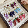 Forest Style Resin Grape Tassel Drop Earrings With Silver Needle Fruit Pendant Design view 1