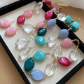 Fresh Style Acrylic Oval Bead Bracelet Earrings Necklace Jewelry Set For Women view 3