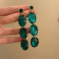 French Vintage Resin Tassel Hoop Earrings With Silver Posts, Geometric Round Light Luxury Style view 2